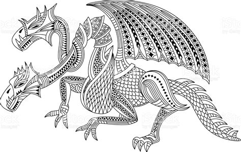 headed dragon coloring page