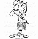Golfer Outlined Toonaday sketch template