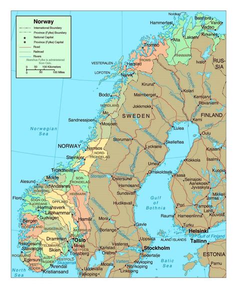 strassenkarte von norwegen road landkarte von norwegen mit staedten