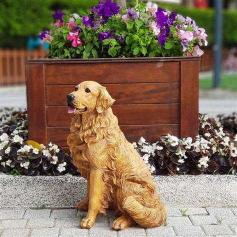 realistic golden retriever outdoor statue water resist light etsy