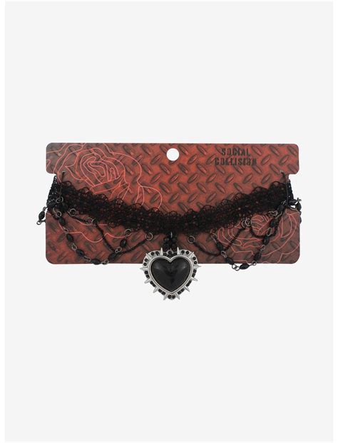 spiked heart lace choker hot topic