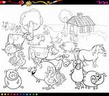 Farm Coloring Animals Cartoon Vector Book Premium Save sketch template