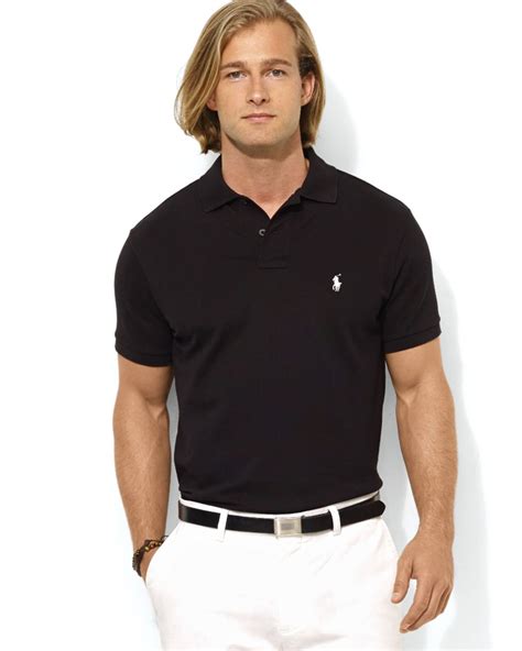 lyst ralph lauren polo custom stretch mesh polo shirt slim fit  black  men