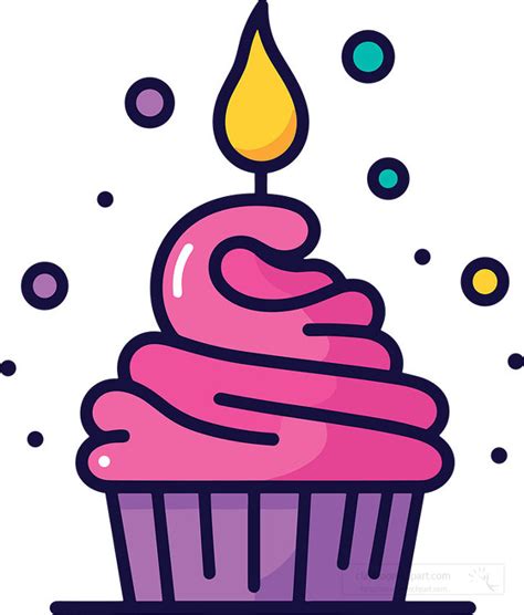 birthday clipart pink birthday cupcake  candle clip art