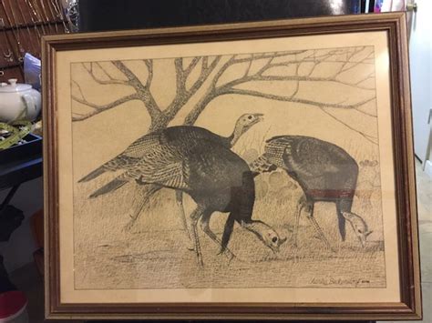 items similar to artist charles beckendorf signed turkeys print 1966