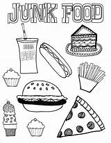 Food Coloring Junk Pages Kids Healthy Foods Unhealthy Printable Various Print Sheets Worksheets Color Para Bad English Good Preschool 방문하기 sketch template