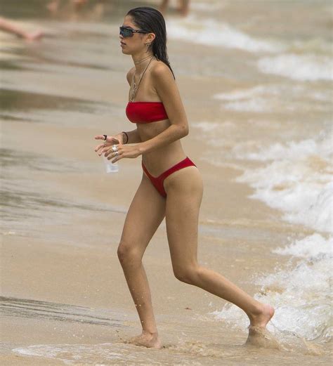 kim turnbull in a red bikini on the beach in barbados 08 11 2018