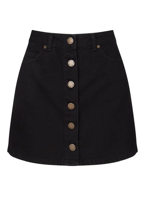 Black Button Through Denim Mini Skirt Miss Selfridge