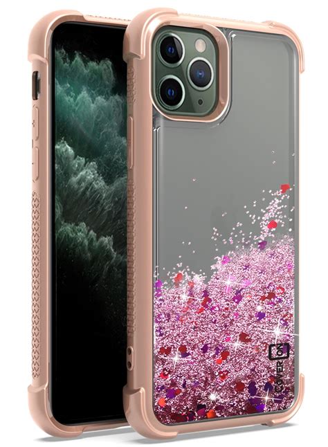 coveron apple iphone  pro case liquid glitter bling clear tpu rubber