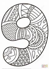 Coloring Number Pages Zentangle Printable Nine Drawing sketch template