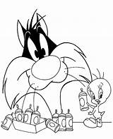 Coloring Sylvester Cat Tweety Topcoloringpages Print sketch template