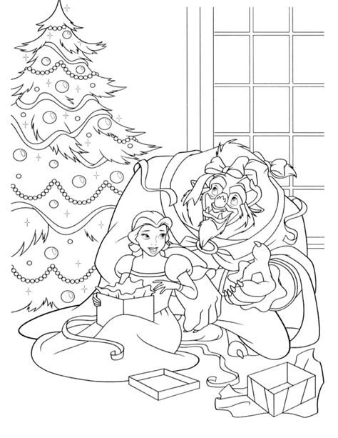 beauty   beast enchanted christmas coloring pages
