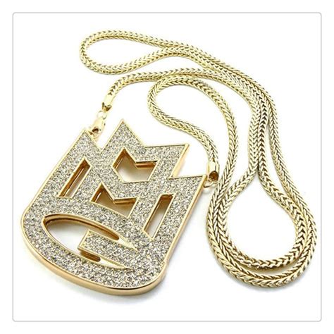 iced   gold plated mmg pendant  chain deez grillz