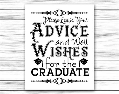 black  white poster   advice  wishes   graduate