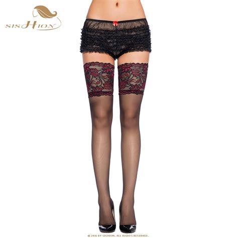 Sishion Women Knee High Lace Stockings Back Seam Nylon Female Sexy