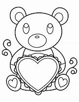 Coloring Heart Bear Teddy Holding Pages Printable sketch template