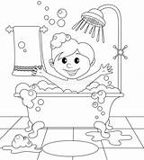 Bathroom Coloring Boy Illustration Vector Book Clipart Illustrations sketch template