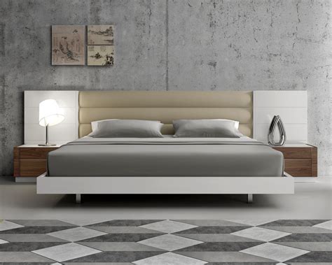 lacquered extravagant leather modern platform bed  long panels