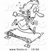 Cartoon Woman Treadmill Vector Outline Nowhere Businesswoman Coloring Getting Business Royalty Stock sketch template