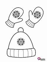 Gloves Coloring Hat Winter Printable Pages Hats Cartoon Choose Board sketch template