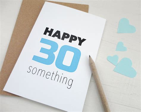 Birthday Card Happy 30 Something Blue 30th Birthday Card Funny Etsy