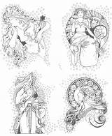 Mucha Colouring Alfons sketch template