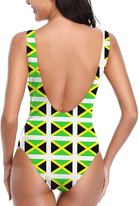 Msmm Women S Flag Of Jamaica Jamaican Flag Geometric Grid One Piece