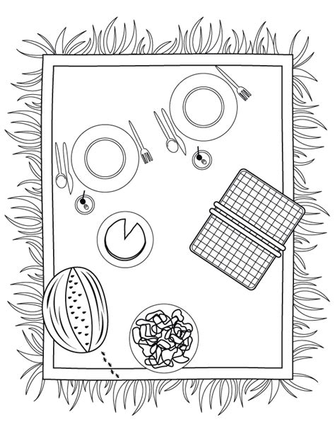 picnic basket coloring page coloring home