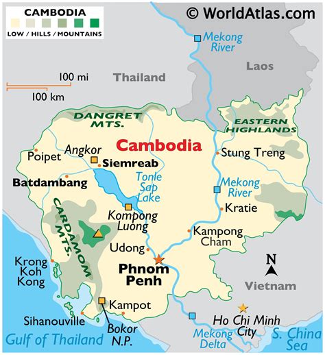 cambodia map geography  cambodia map  cambodia worldatlascom
