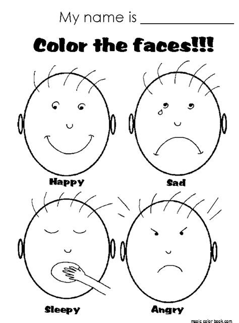 worksheet preschool faces coloring pages   kids emotions