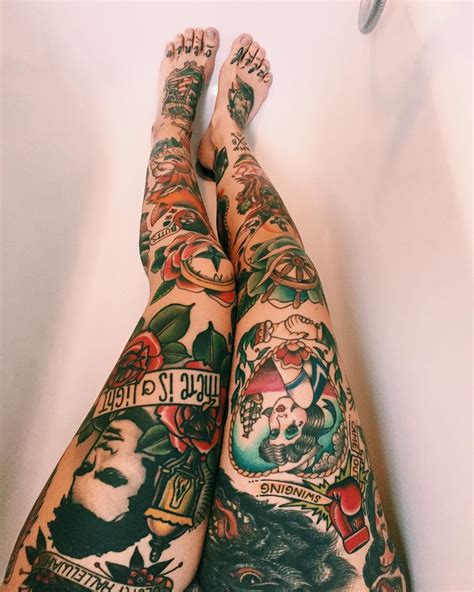 female leg sleeve tattoo fotodtp