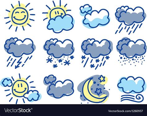 hand drawn weather symbols  white background    preview