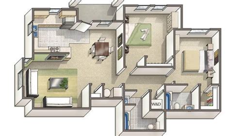 flat  bedroom home building plans