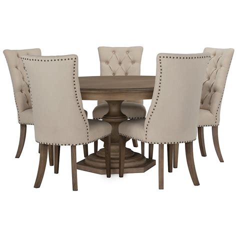 haddie light tone  table  upholstered chairs dining room