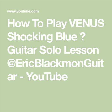 how to play venus shocking blue ⚡ guitar solo lesson