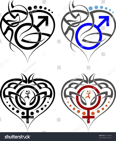 Tribal Tattoo Gender Symbols Stock Vector 69136609