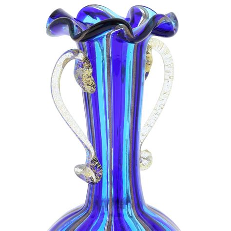 Murano Glass Vases Small Blue Vase With Handles