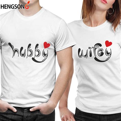 Buy Hubby Wifey Letters Printed Couples T Shirts Tees