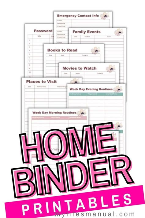 home management binder printables  pages   home