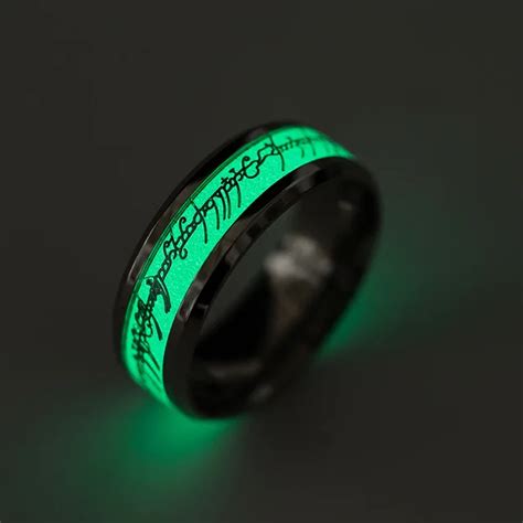 luminous ring titanium steel magic rings glows  fluorescent letter ring fashion gold