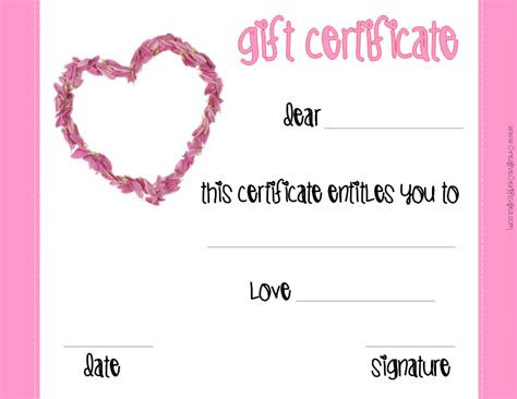valentines gift certificates