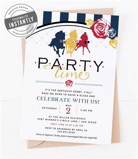 derby style cocktail party invitation hostess   mostess