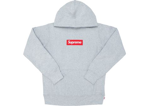 supreme box logo hoodie heather grey fw