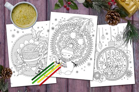 christmas coloring pages  adults  printable coloring pages etsy uk