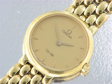 omega deville 18k gold ladies dress watch vintage model quartz gold