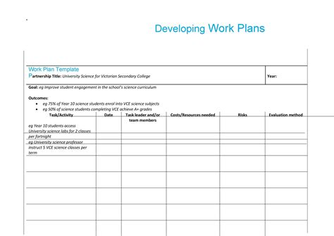 work plan template powerpoint