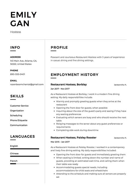 restaurant hostess resume sample guide resumevikingcom