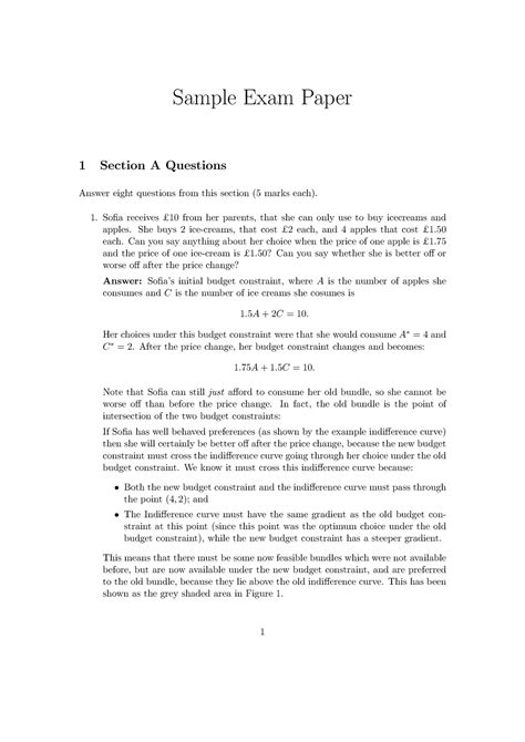 solutions  sample examination paper sample exam paper  section