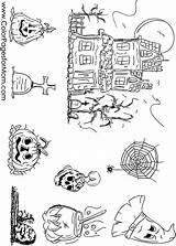 Halloween Coloring Collage Pages Adults sketch template