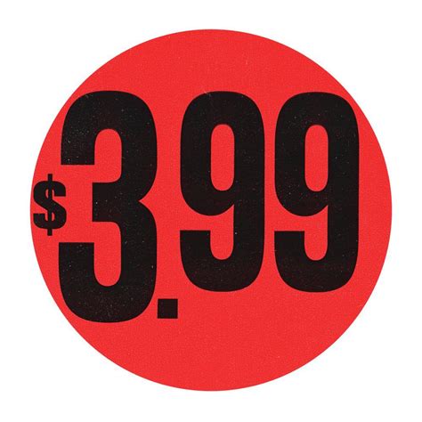 red 1 99 large price point price tag labels black imprint